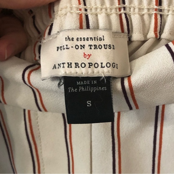 Anthropologie the Essential Pull-On Trouser in White & Red Blue Stripes - Small - Picture 3 of 10